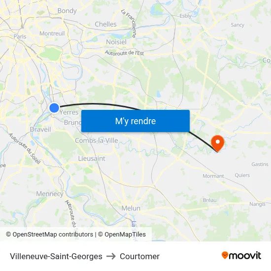 Villeneuve-Saint-Georges to Courtomer map