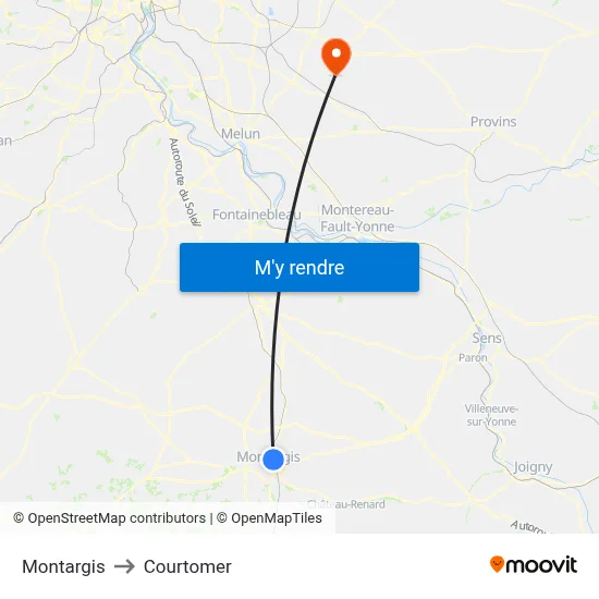Montargis to Courtomer map