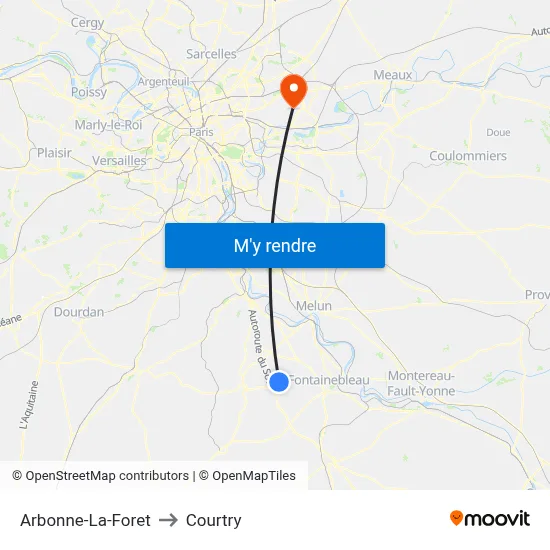 Arbonne-La-Foret to Courtry map