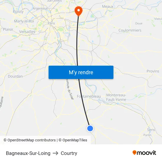 Bagneaux-Sur-Loing to Courtry map