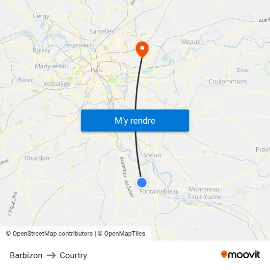 Barbizon to Courtry map