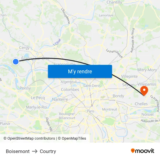 Boisemont to Courtry map