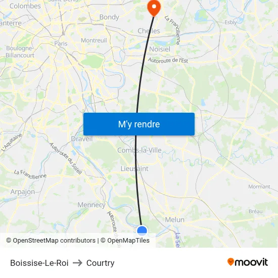 Boissise-Le-Roi to Courtry map