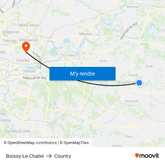 Boissy-Le-Chatel to Courtry map