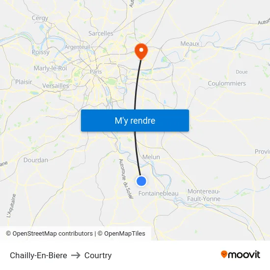 Chailly-En-Biere to Courtry map
