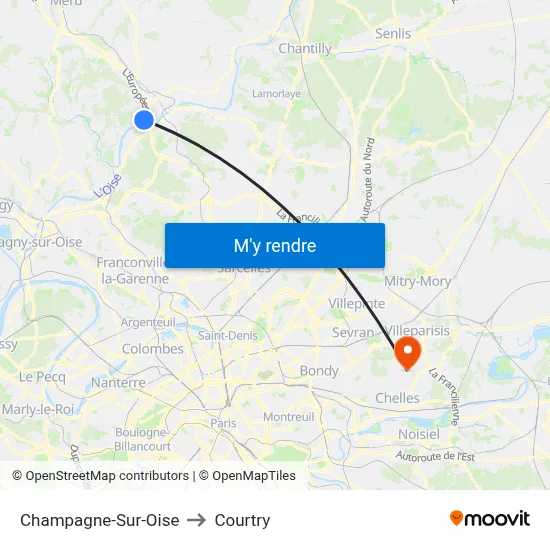 Champagne-Sur-Oise to Courtry map