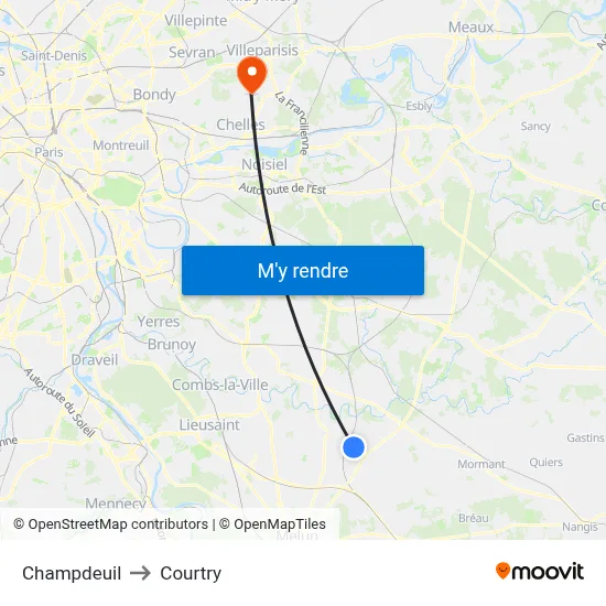 Champdeuil to Courtry map