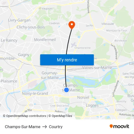 Champs-Sur-Marne to Courtry map
