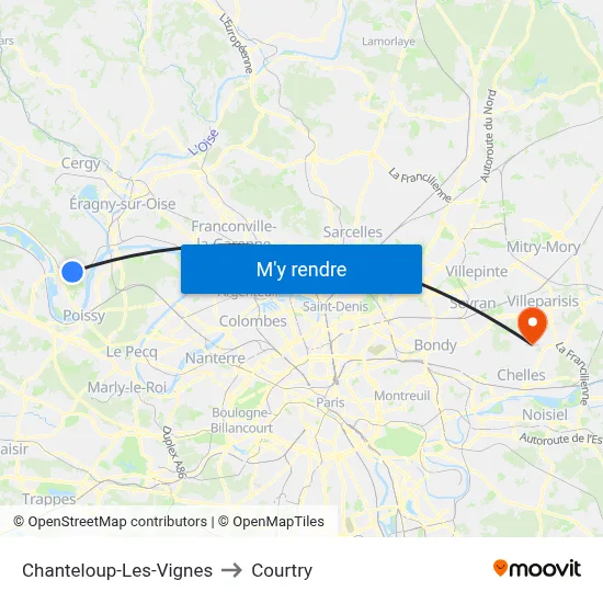 Chanteloup-Les-Vignes to Courtry map