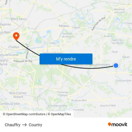 Chauffry to Courtry map