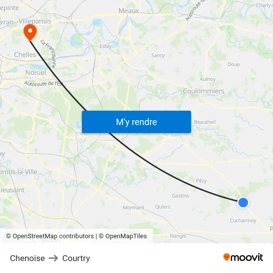 Chenoise to Courtry map