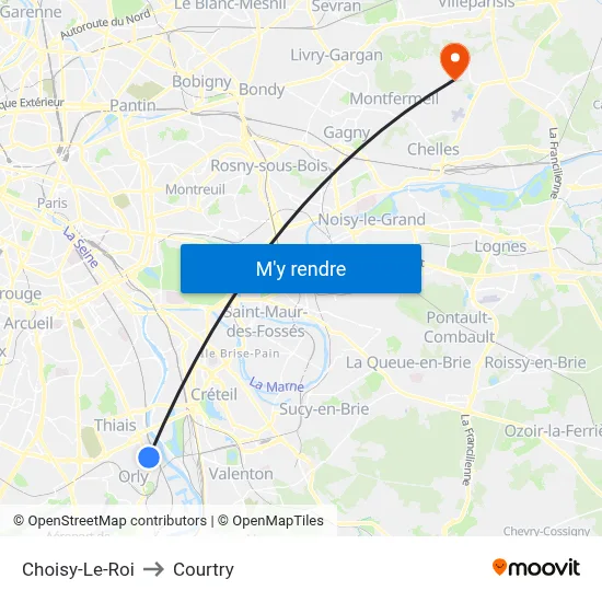 Choisy-Le-Roi to Courtry map