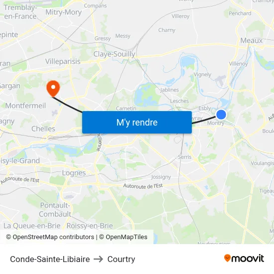 Conde-Sainte-Libiaire to Courtry map