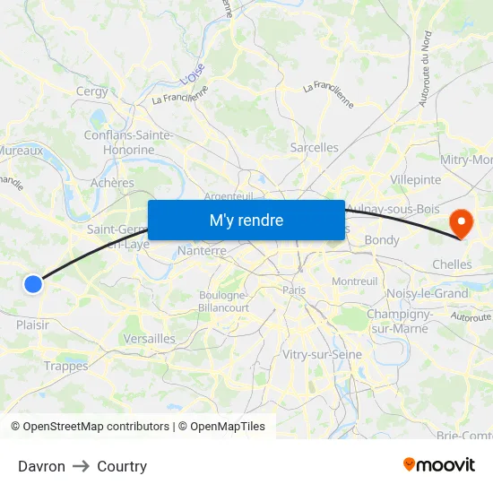 Davron to Courtry map