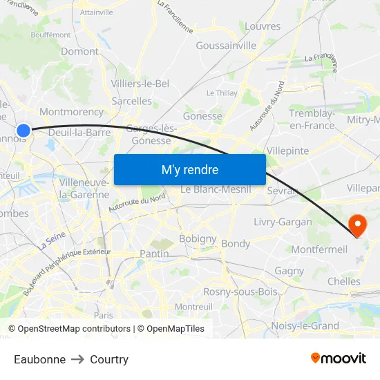 Eaubonne to Courtry map