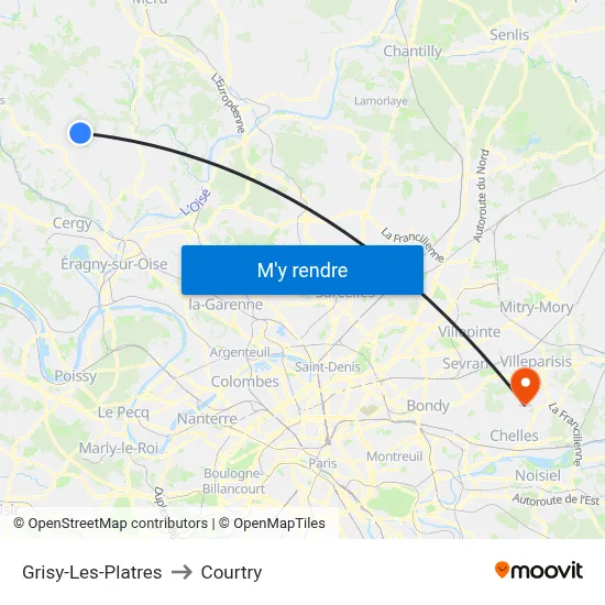 Grisy-Les-Platres to Courtry map