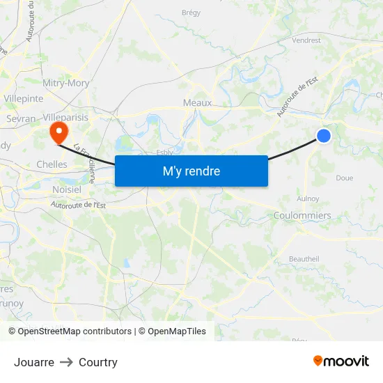 Jouarre to Courtry map