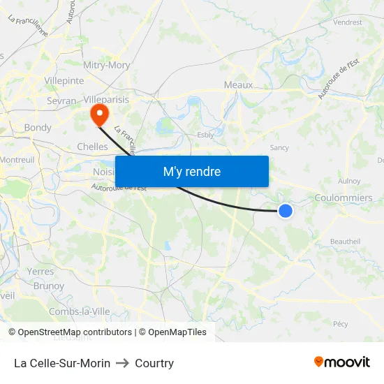 La Celle-Sur-Morin to Courtry map