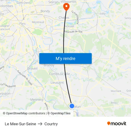 Le Mee-Sur-Seine to Courtry map
