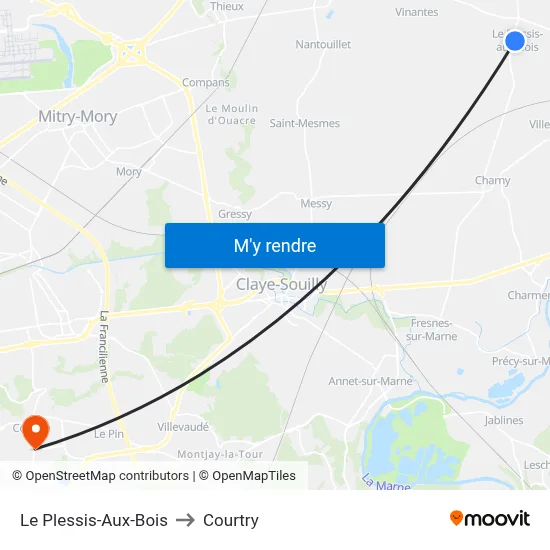 Le Plessis-Aux-Bois to Courtry map
