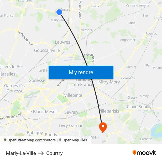 Marly-La-Ville to Courtry map