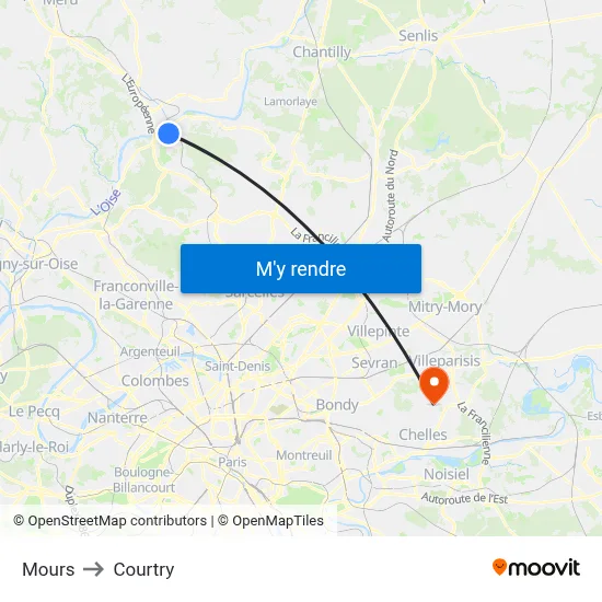 Mours to Courtry map