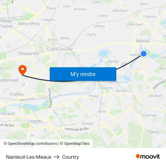 Nanteuil-Les-Meaux to Courtry map