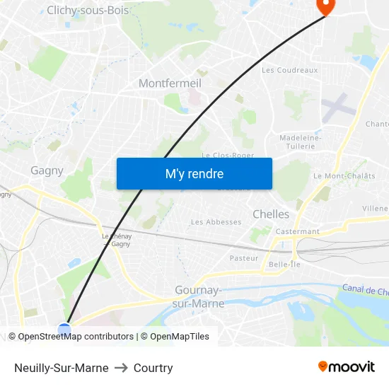 Neuilly-Sur-Marne to Courtry map
