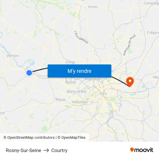 Rosny-Sur-Seine to Courtry map