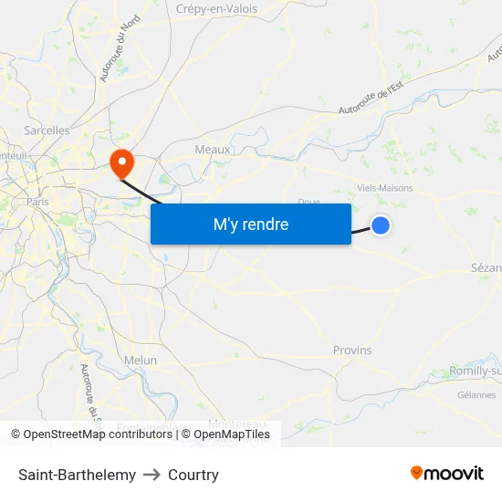 Saint-Barthelemy to Courtry map