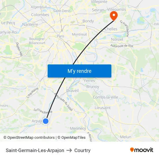 Saint-Germain-Les-Arpajon to Courtry map