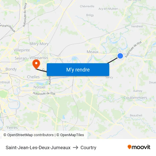 Saint-Jean-Les-Deux-Jumeaux to Courtry map