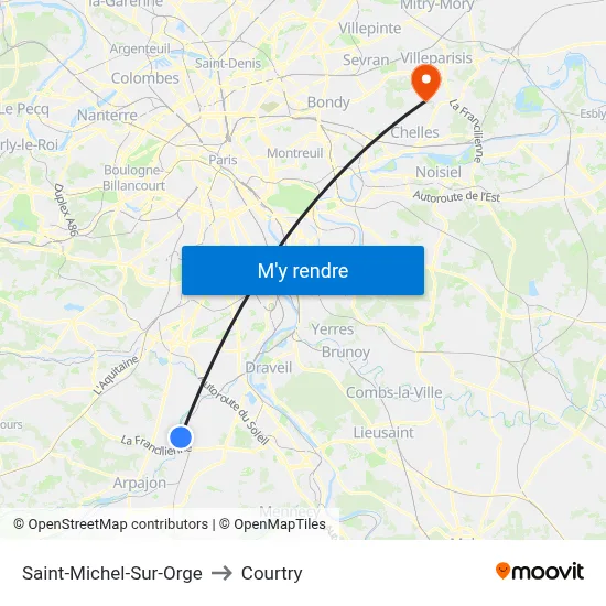 Saint-Michel-Sur-Orge to Courtry map