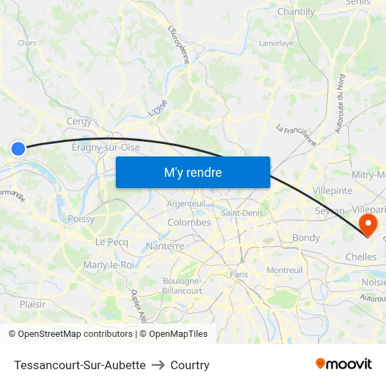 Tessancourt-Sur-Aubette to Courtry map