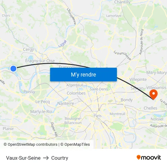 Vaux-Sur-Seine to Courtry map