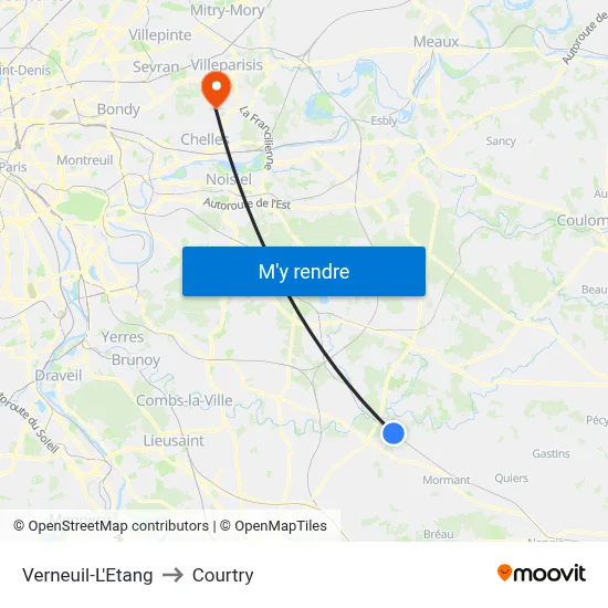 Verneuil-L'Etang to Courtry map