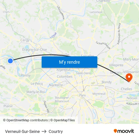Verneuil-Sur-Seine to Courtry map