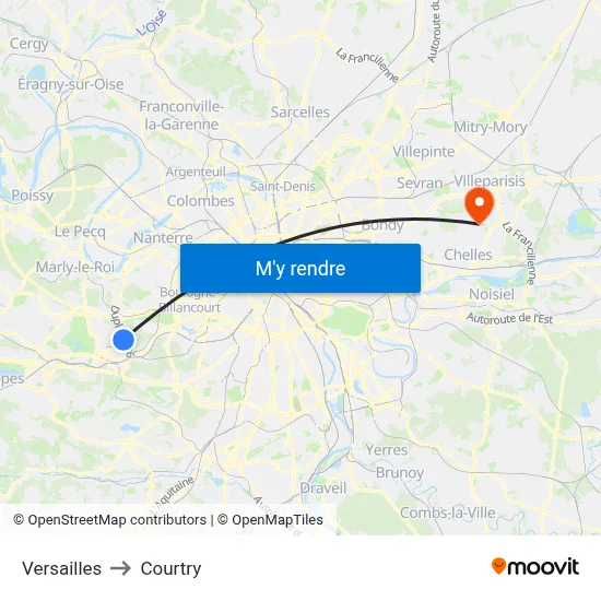 Versailles to Courtry map