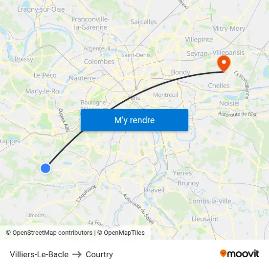 Villiers-Le-Bacle to Courtry map