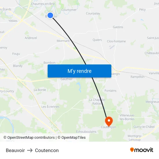 Beauvoir to Coutencon map