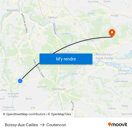 Boissy-Aux-Cailles to Coutencon map