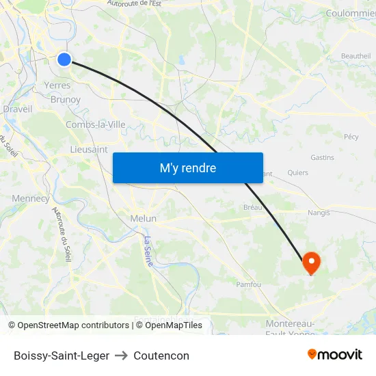 Boissy-Saint-Leger to Coutencon map