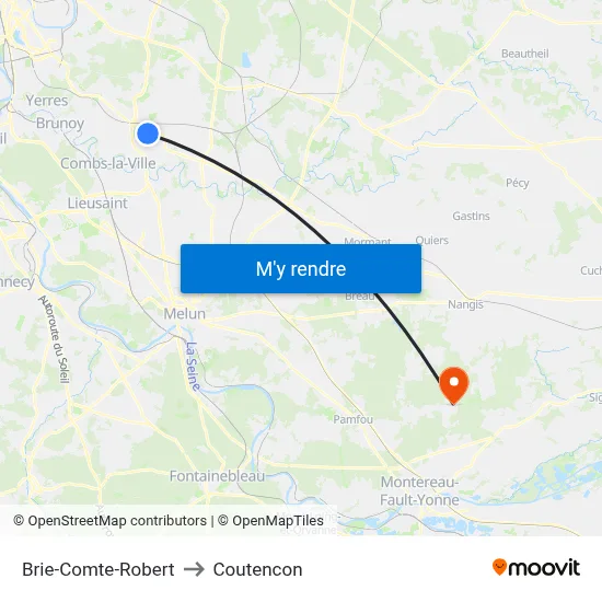 Brie-Comte-Robert to Coutencon map