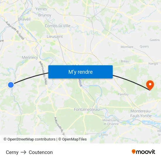 Cerny to Coutencon map
