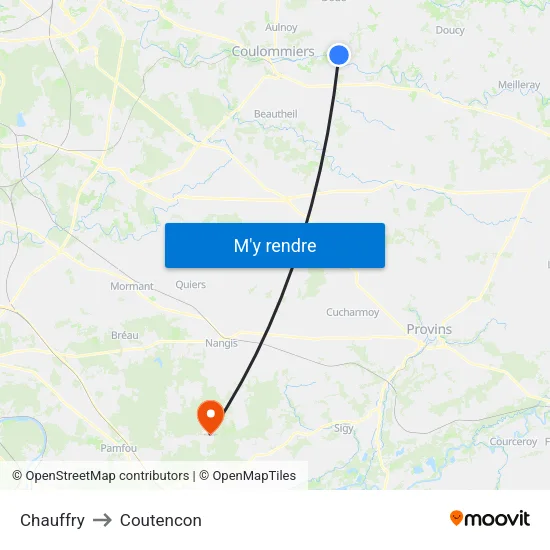 Chauffry to Coutencon map