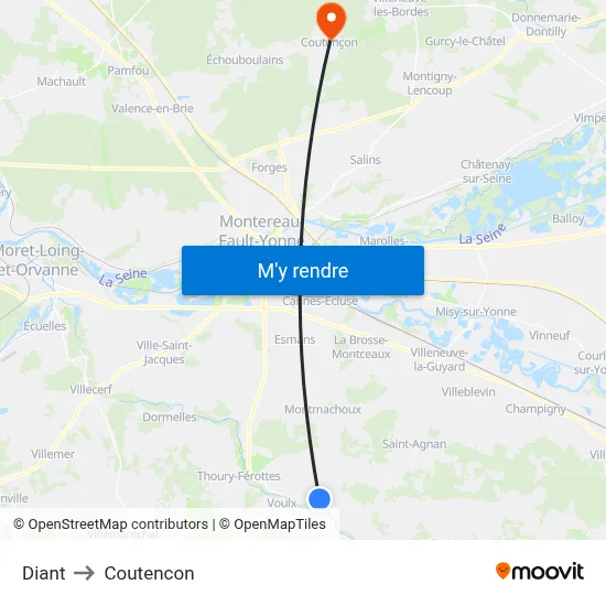 Diant to Coutencon map