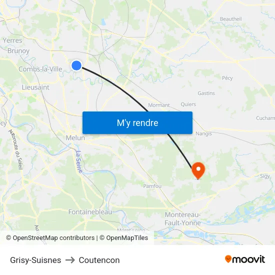 Grisy-Suisnes to Coutencon map