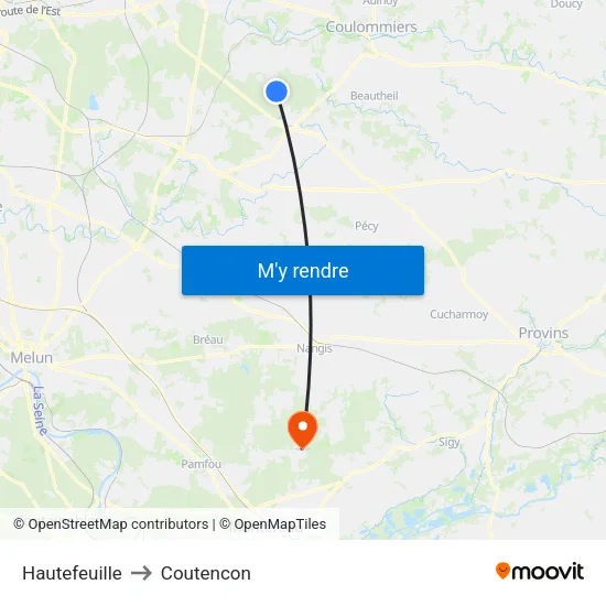 Hautefeuille to Coutencon map