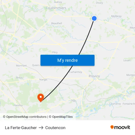 La Ferte-Gaucher to Coutencon map
