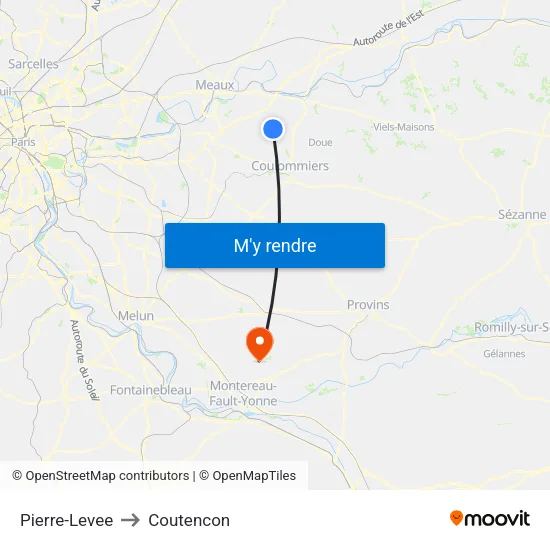 Pierre-Levee to Coutencon map